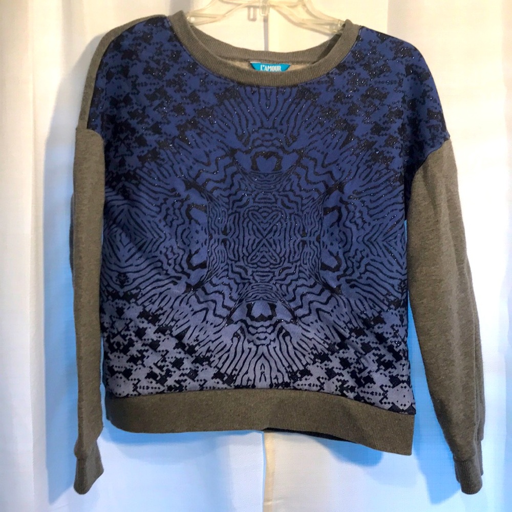 LAMOUR ROYAL BLUE/BLACK/GREY SWEAT SHIRT SZ-L